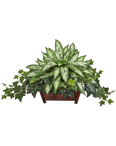 Nearly Natural Silver Queen & Ivy Artificial Plant In Decorative Planter In Green