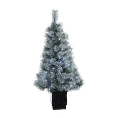 Nearly Natural Snowy Faux 4 Foot Pre-lit Pine Christmas Tree In Green