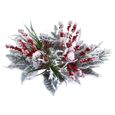 Nearly Natural Snowy Magnolia Berry Artificial Arrangement Candelabrum In Multi