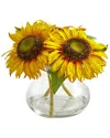 Nearly Natural Sunflower Artificial Arrangement In Glass Vase