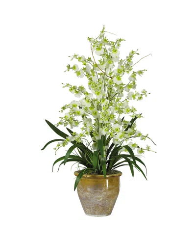 Nearly Natural Triple Dancing Lady Silk Flower Arrangement In Green