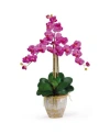 Nearly Natural Triple Phalaenopsis Silk Orchid Flower Arrangement In Orchid