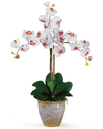 Nearly Natural Triple Phalaenopsis Silk Orchid Flower Arrangement In White