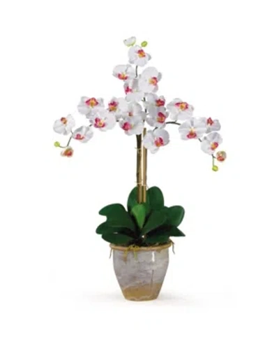 Nearly Natural Triple Phalaenopsis Silk Orchid Flower Arrangement In White