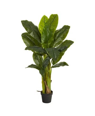 Nearly Natural Triple Stalk Banana Tree, Real Touch In Green