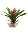 Nearly Natural Tropical Bromeliad In Angled Vase Artificial Arrangement In Purple