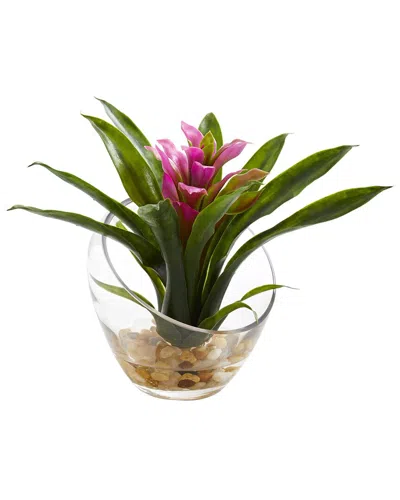 NEARLY NATURAL NEARLY NATURAL TROPICAL BROMELIAD IN ANGLED VASE ARTIFICIAL ARRANGEMENT