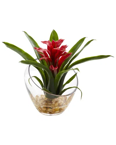 NEARLY NATURAL NEARLY NATURAL TROPICAL BROMELIAD IN ANGLED VASE ARTIFICIAL ARRANGEMENT
