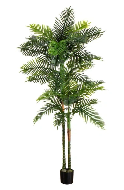 Nearly Natural Uv Resistant Artificial Double Robellini Palm Tree In Green