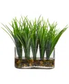 Nearly Natural Vanilla Grass Artificial Plant In Oval Vase In Green