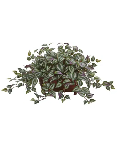 Nearly Natural Wandering Jew Artificial Plant In Decorative Planter In Green