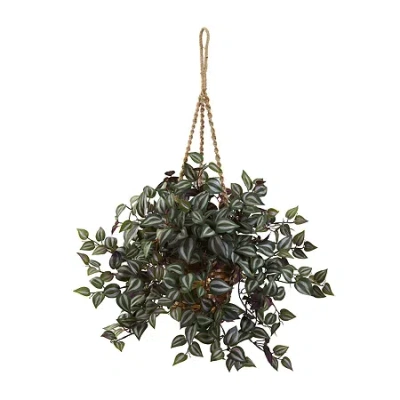 Nearly Natural Wandering Jew Artificial Plant Hanging Basket In Green