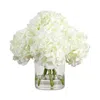 Nearly Natural Wedding Collection 14 Artificial Hydrangea Arrangement In Glass Vase In White
