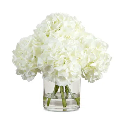 NEARLY NATURAL WEDDING COLLECTION 14 ARTIFICIAL HYDRANGEA ARRANGEMENT IN GLASS VASE