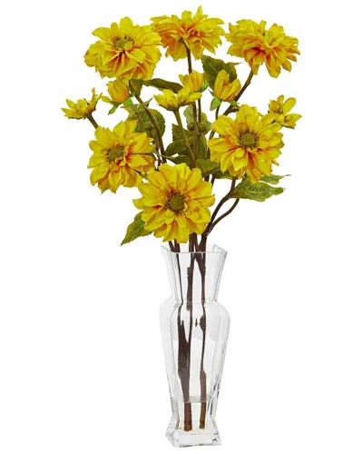 Nearly Natural Zinnia Artificial Arrangement In Yellow