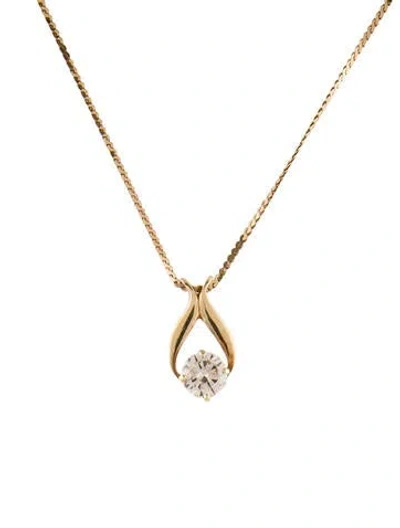 Pre-owned Necklace 10k 1.03ctw Diamond Pendant On 14k , 15.5" In Multi