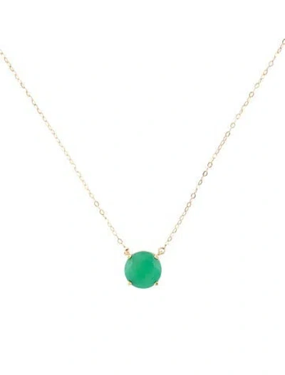 Pre-owned Necklace 10k 2.97ct Chrysoprase Pendant , 16.75" In Multi