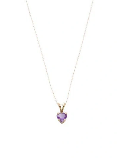 Pre-owned Necklace 10k Amethyst Heart Pendant , 21.75" In Multi