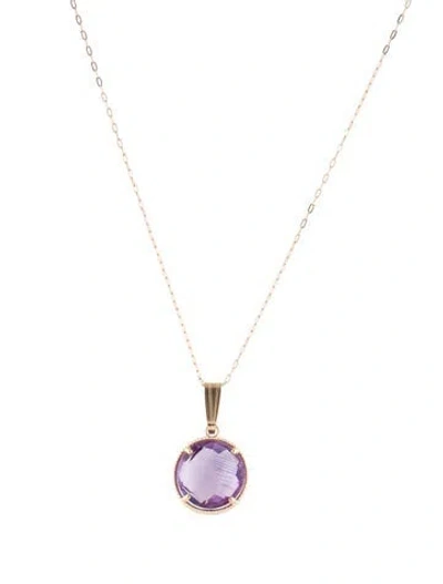 Pre-owned Necklace 10k Amethyst Pendant , 17.75" In Multi