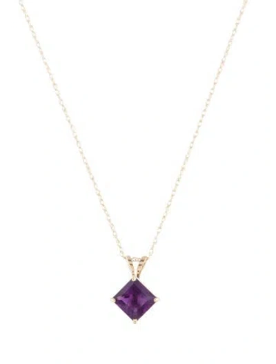 Pre-owned Necklace 10k Amethyst Pendant , 18" In Multi