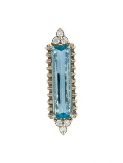 Pre-owned Necklace 10k Aquamarine & Sapphire Pendant In Multi
