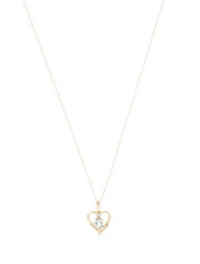 Pre-owned Necklace 10k Aquamarine Heart Pendant , 19.5" In Multi
