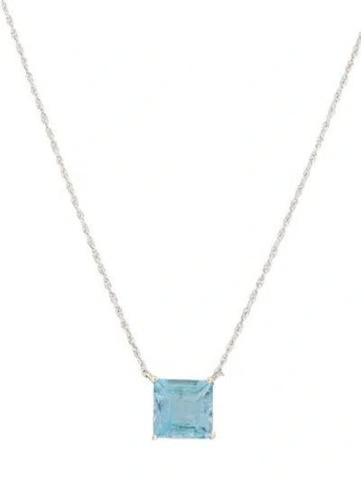 Pre-owned Necklace 10k Aquamarine Pendant , 18" In Multi