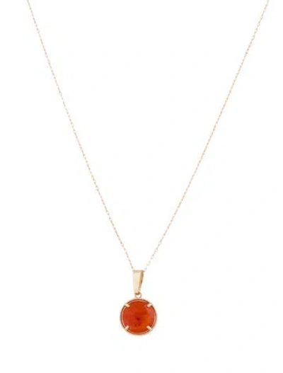 Pre-owned Necklace 10k Carnelian Pendant , 18" In Multi