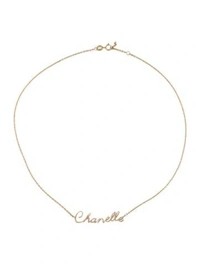 Pre-owned Necklace 10k 'chanelle' Script Pendant , 15" In Multi
