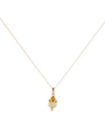 Pre-owned Necklace 10k Citrine Pendant , 18" In Multi