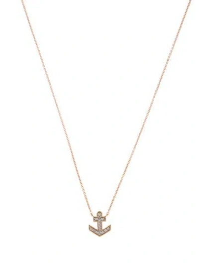 Pre-owned Necklace 10k Diamond Anchor Pendant , 18" In Multi