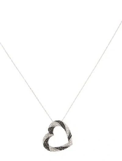 Pre-owned Necklace 10k Diamond Black & White Heart Pendant , 18.75" In Multi