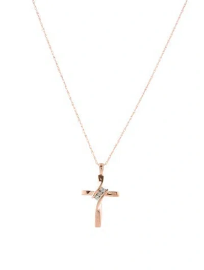 Pre-owned Necklace 10k Diamond Cross Pendant , 18" In Multi