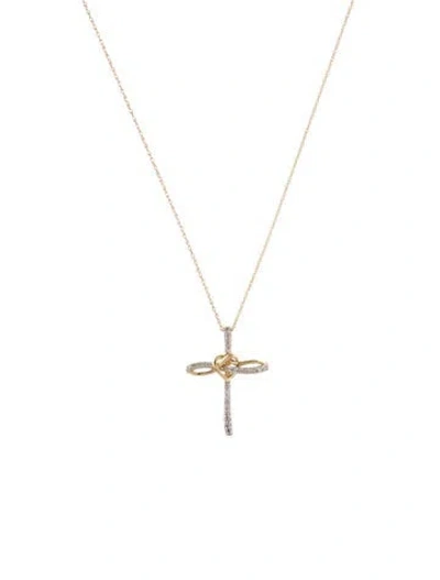 Pre-owned Necklace 10k Diamond Cross Pendant , 18" In Multi