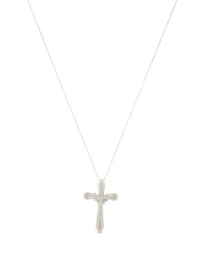 Pre-owned Necklace 10k Diamond Cross Pendant , 18" In Multi
