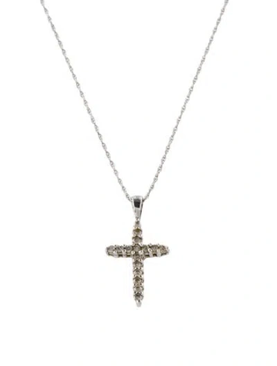 Pre-owned Necklace 10k Diamond Cross Pendant , 18.25" In Multi