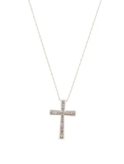 Pre-owned Necklace 10k Diamond Cross Pendant , 20" In Multi