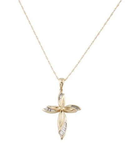 Pre-owned Necklace 10k Diamond Cross Pendant , 20" In Multi