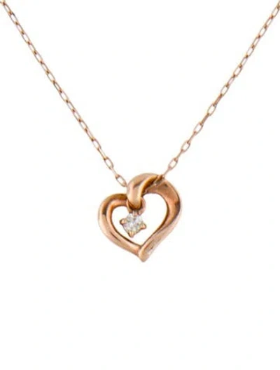 Pre-owned Necklace 10k Diamond Heart Choker , 16" In Multi