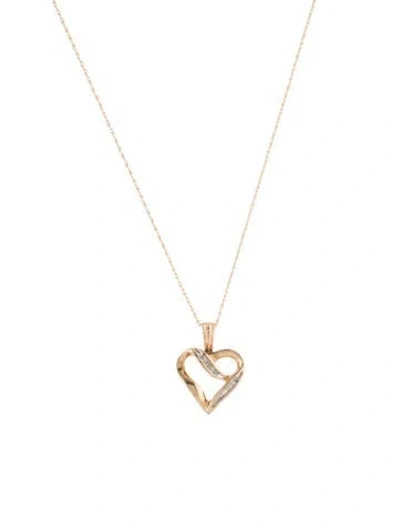 Pre-owned Necklace 10k Diamond Heart Pendant , 18" In Multi