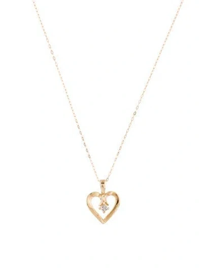 Pre-owned Necklace 10k Diamond Heart Pendant , 18" In Multi