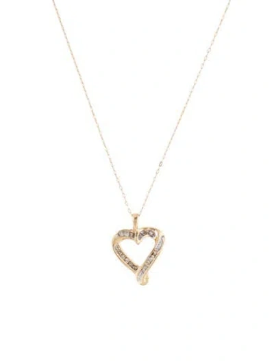 Pre-owned Necklace 10k Diamond Heart Pendant , 18" In Multi