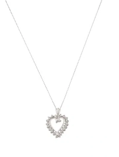 Pre-owned Necklace 10k Diamond Heart Pendant , 18" In Multi