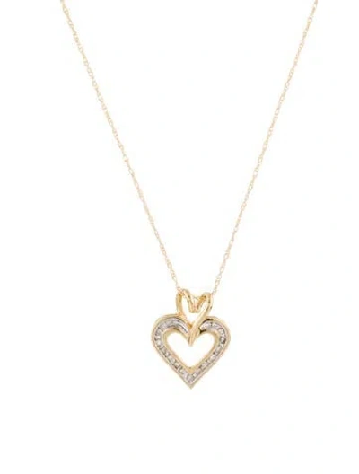 Pre-owned Necklace 10k Diamond Heart Pendant , 18.25" In Multi