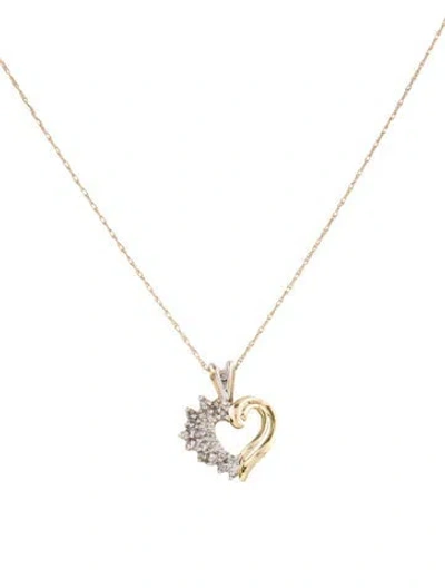 Pre-owned Necklace 10k Diamond Heart Pendant , 19" In Multi