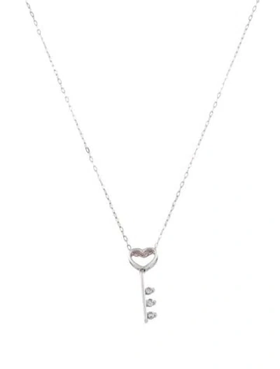 Pre-owned Necklace 10k Diamond Key Pendant , 18" In Multi