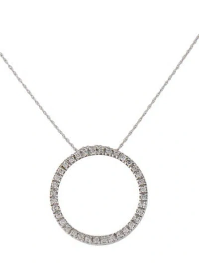 Pre-owned Necklace 10k Diamond Open Circle Pendant , 18" In Multi