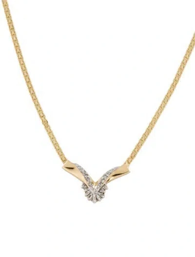 Pre-owned Necklace 10k Diamond Pendant , 16.25" In Multi