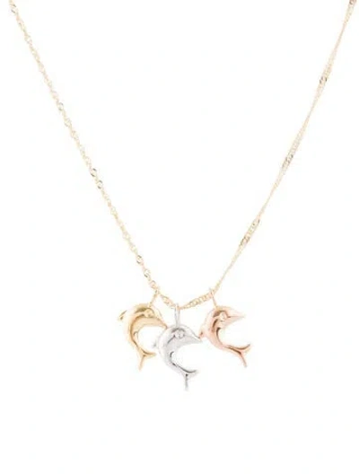 Pre-owned Necklace 10k Dolphin Pendant , 18" In Multi