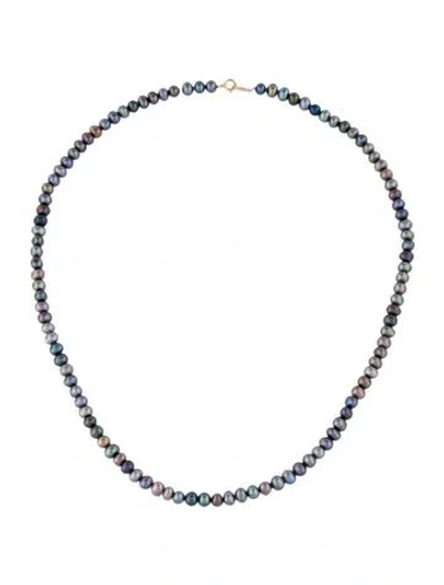 Pre-owned Necklace 10k Dyed Pearl Bead Strand , 18" In White